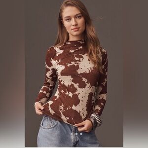 Rails Brown and Cream Long Sleeve Top